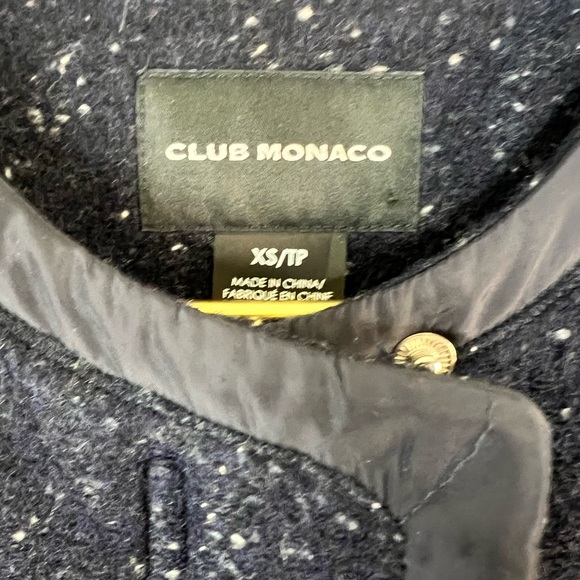 Club Monaco Navy Mixed Media Quilted Coat, XS - Picture 6 of 9